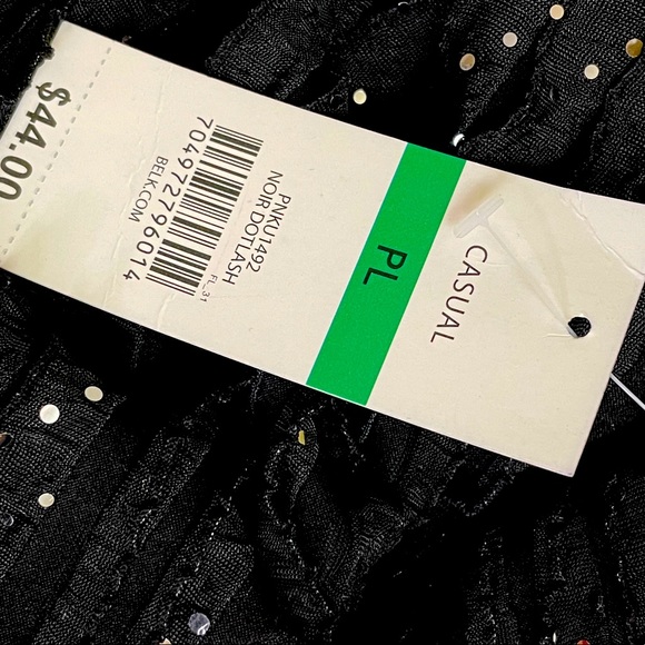 Kim Rogers Sparkly Silver Eyelash Ruffle Black Womens Petite Large Tunic Top - Picture 8 of 8